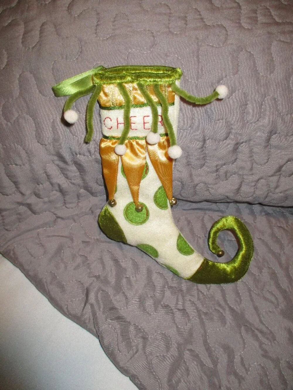 2 Patience Brewster Krinkles Cheer & Ram Mini Christmas Stocking Elf‎ Boot 2009